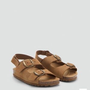 Mango MNG Kids brown leather/suede buckle strap sandals Sz 32EU / 1 US